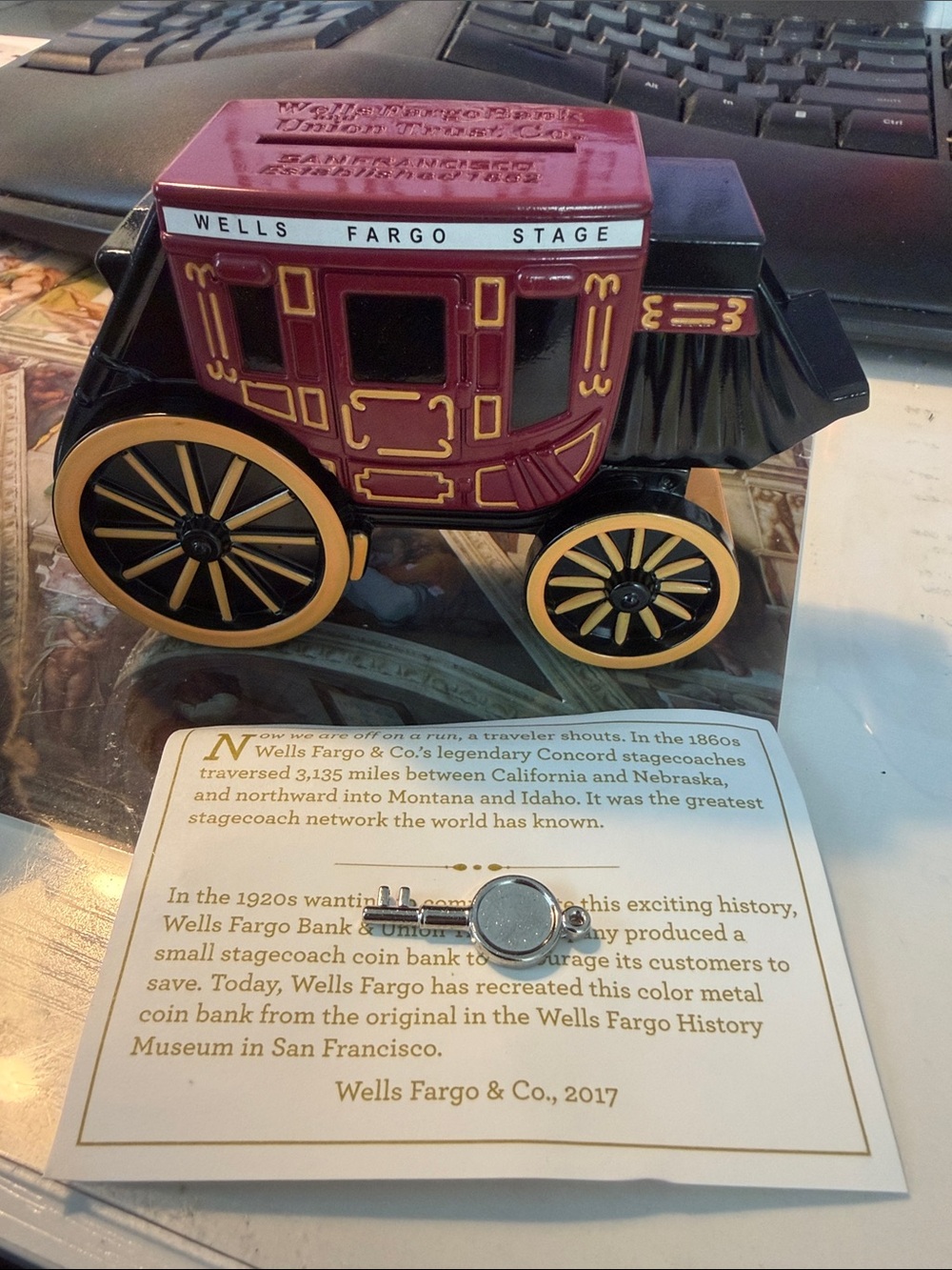 Wells Fargo & Union Trust Co San Francisco 1852 Stage with Key 2017